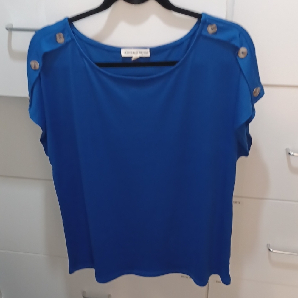 Alexia Admor Blue Short Sleeve Blouse